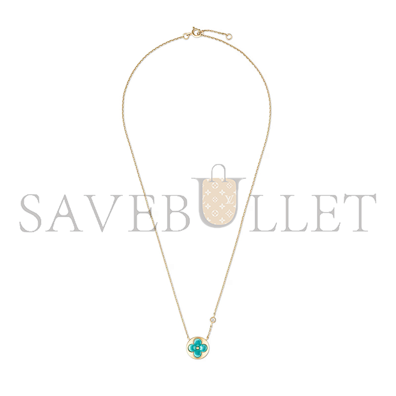 LOUIS VUITTON COLOR BLOSSOM BB SUN PENDANT, YELLOWGOLD, AMAZONITE AND DIAMOND Q03793